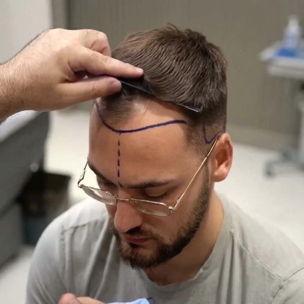 Before DHI hair transplant — thinning frontal hairline