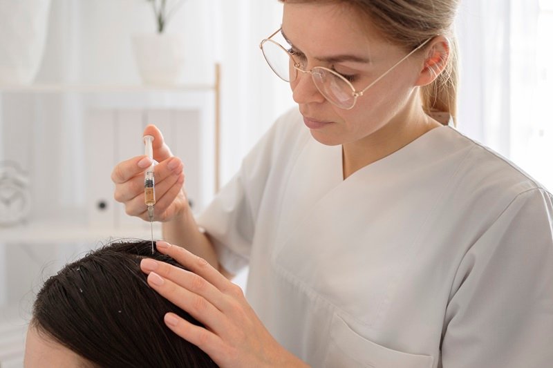 Exosome hair therapy involving scalp injections for hair restoration