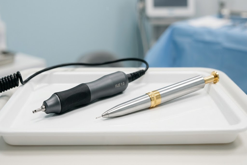 Hair transplant methods including FUE and DHI