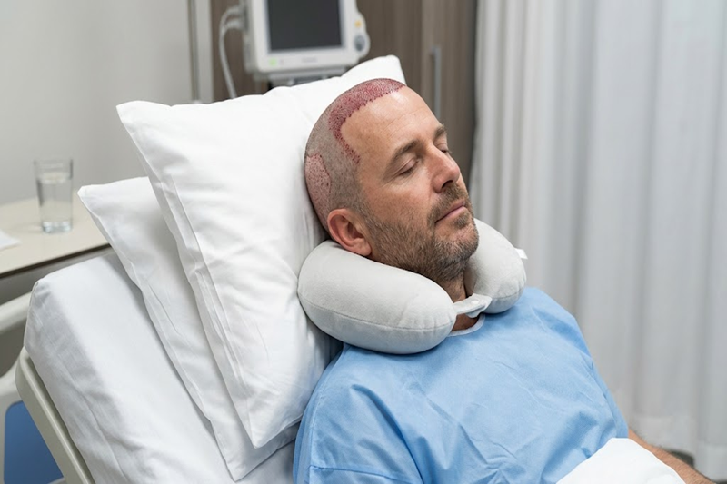 sleep after hair transplant with head elevated