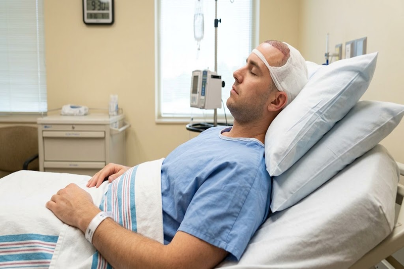 sleeping at a 45-degree angle after hair transplant