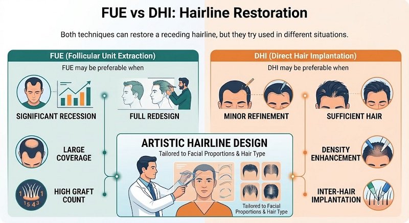 FUE vs DHI for Hairline Restoration