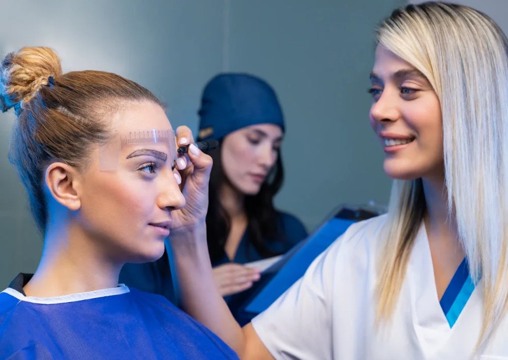 Professional doctor and patient eyebrow consultation at Helia Clinic Dubai