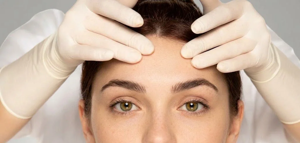 Forehead lift brow assessment at Helia Clinic Dubai.