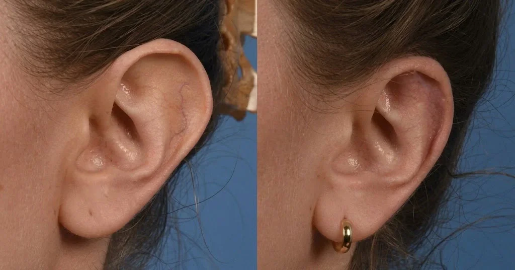 Otoplasty ear reshaping before and after at Helia Clinic Dubai.