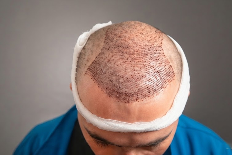 Hair grafts protected from hat pressure after transplant
