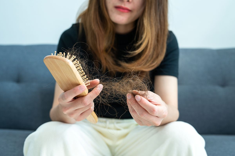 Hair shedding on a hairbrush