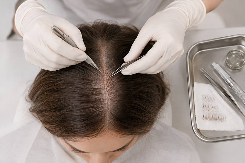 Hair transplant instruments for women