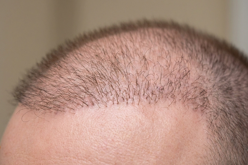 Transplanted hair follicles during the early stages