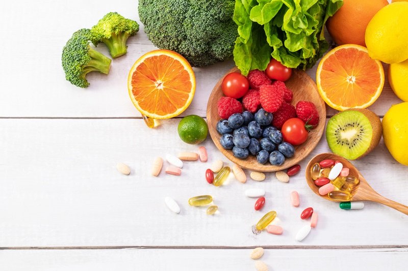 Multivitamin supplements and healthy foods