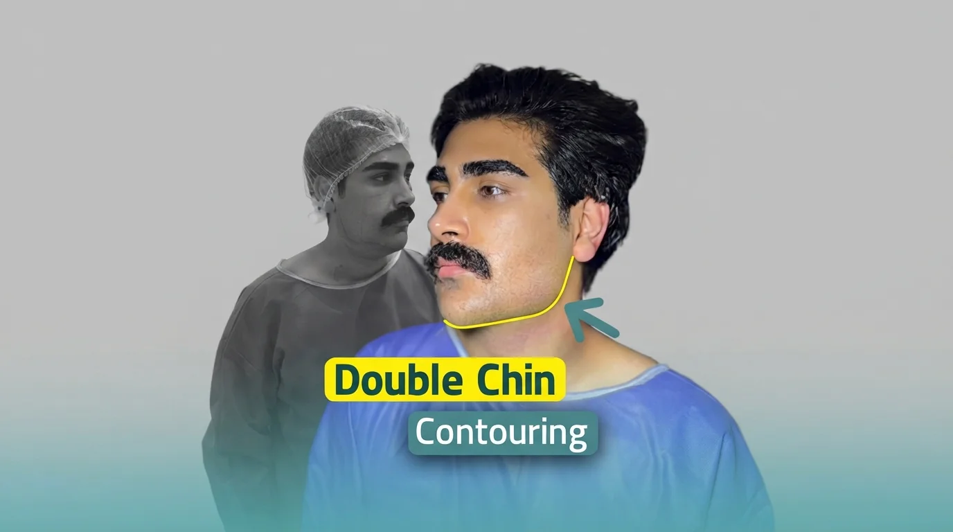 Double chin removal with liposuction at Helia Clinic Dubai.