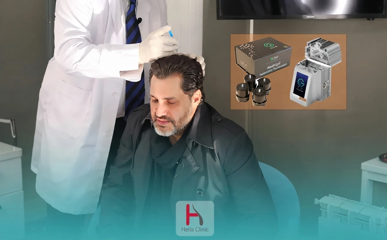 G-Cell hair treatment in Dubai at Helia Clinic — regenerative support for scalp health and hair follicles.